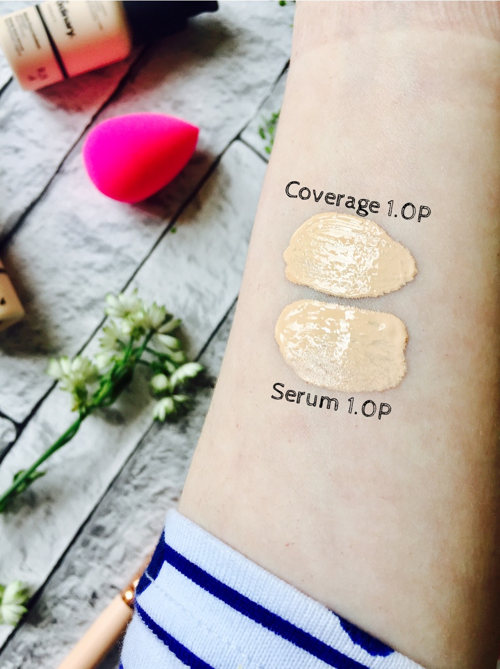 The Ordinary Serum Coverages foundation review pale skin 1.0P swatches