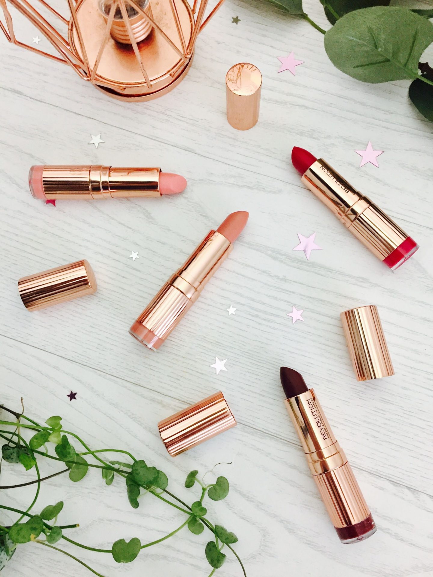 Makeup Revolution New Release Renaissance Lipstick shades Blender Highness Higher Untouched Swatches