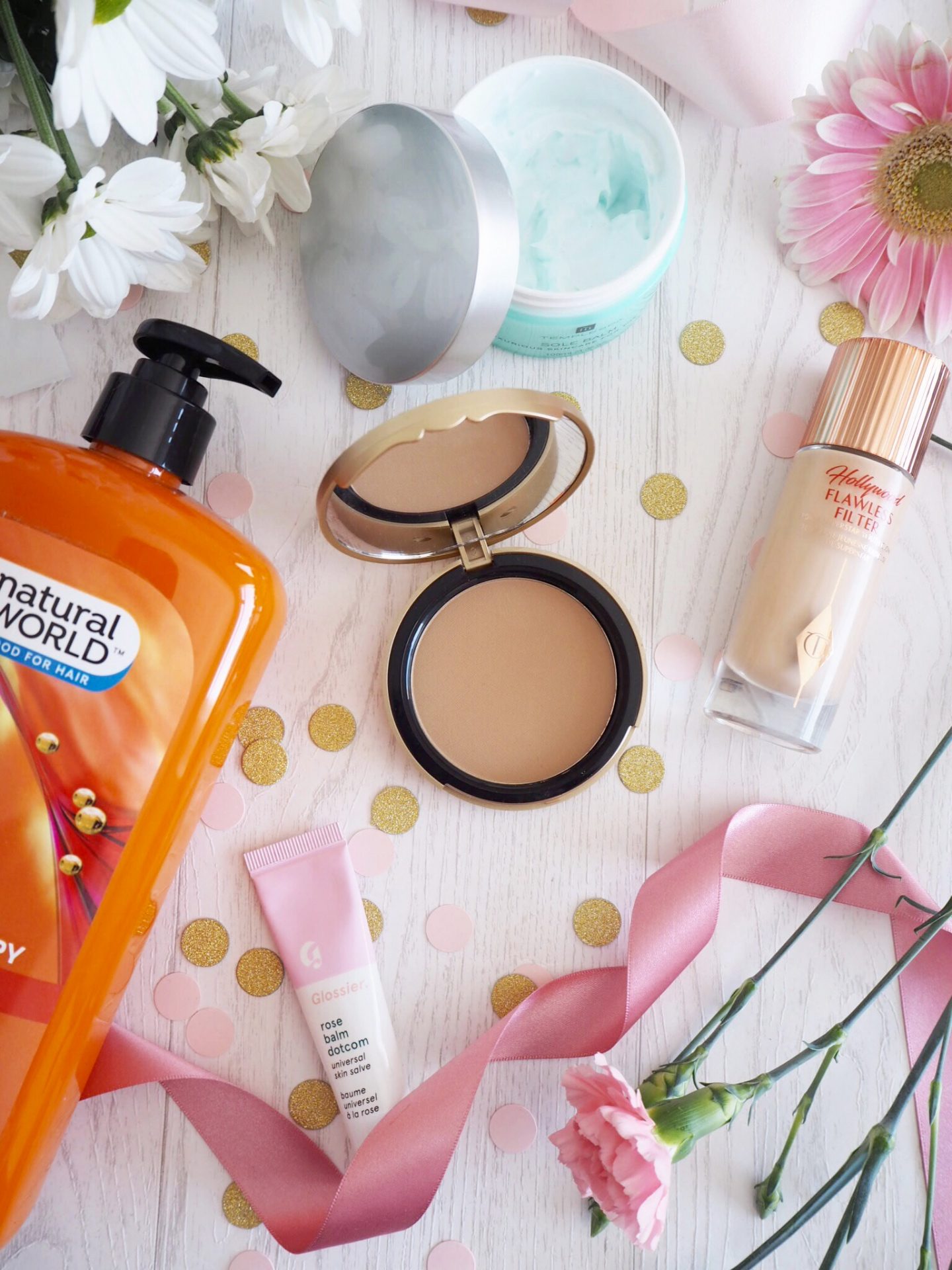 Beauty Favourites skincare makeup temple Spa too faced bronzer shampoo conditioner glossier balm dot com